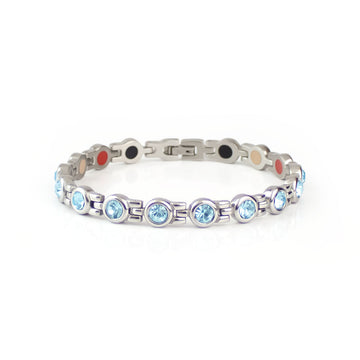 Maya - Negative Ion Bracelet, Stainless Steel with Aquamarine Swarovski